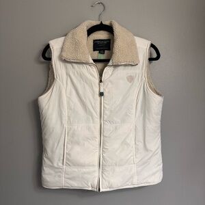 VTG Y2K American Eagle Outfitters Cream White Sherpa Lined Puffer Vest Medium